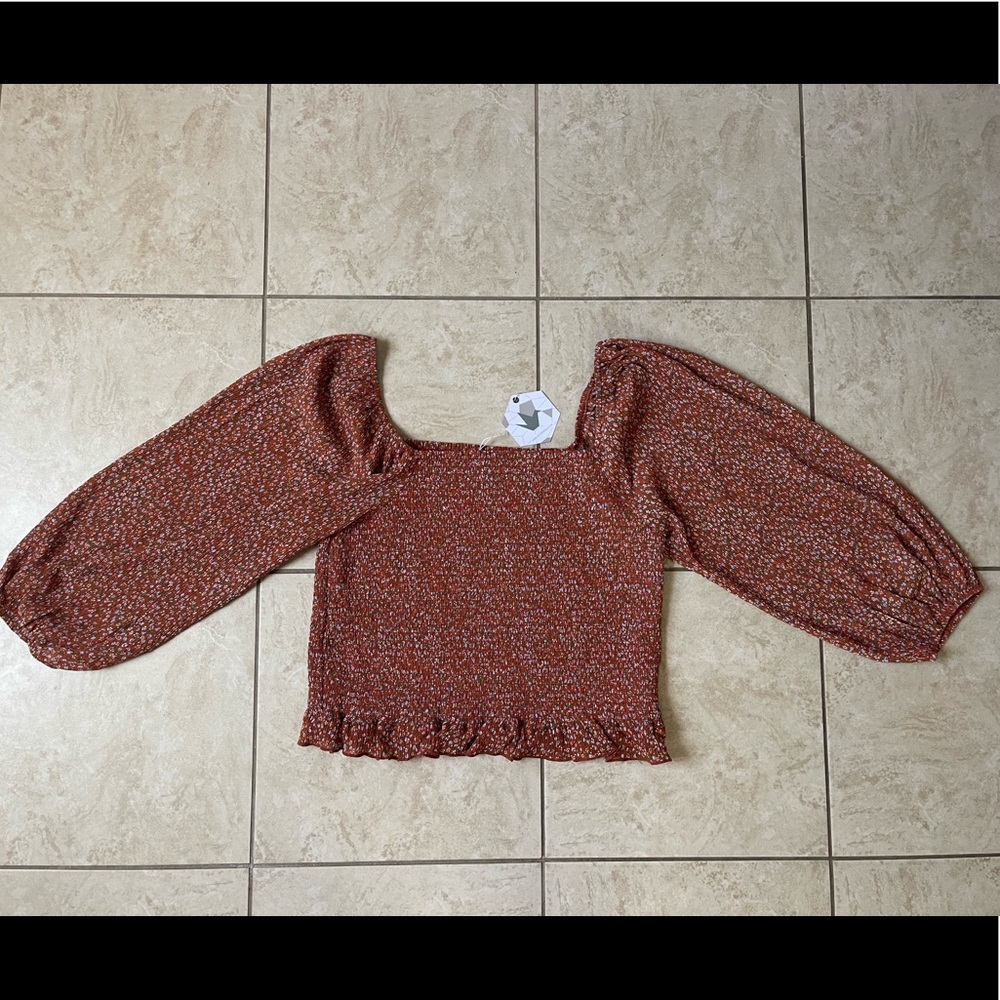 Paper Crane Lauren Ruched Balloon Sleeve Top